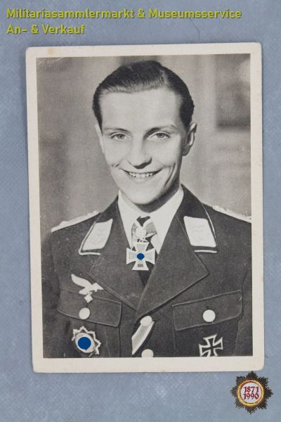 Hauptmann Hans-Joachim Marseille, Pressefoto, VDA Postkarte Berlin, Ritterkreuzträger, Foto